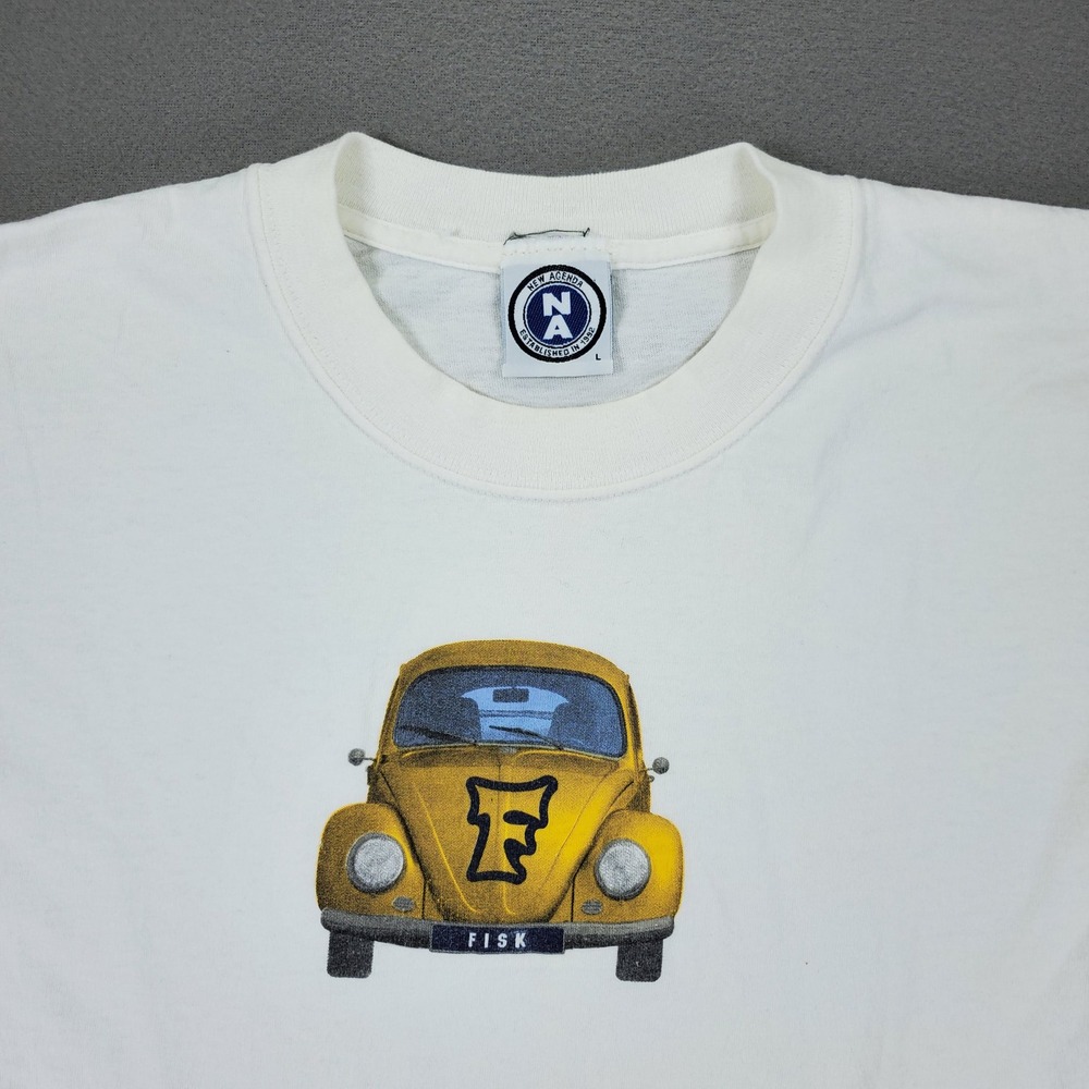 New Agenda T Shirt Mens L White Fisk University Car Buggy Graphic USA Vintage